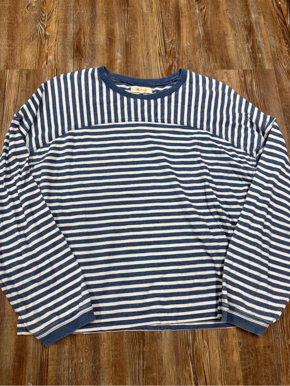 Madewell white and blue striped long sleeve shirt in a S